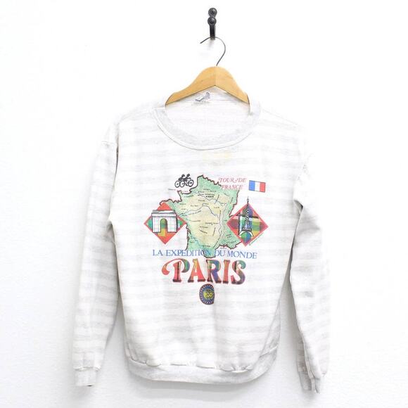 Vintage Cycling Paris France Sweatshirt Medium - Picture 1 of 6